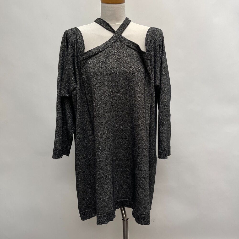 Torrid Women's Top Size 5 5X 28 Black Glitter Gold